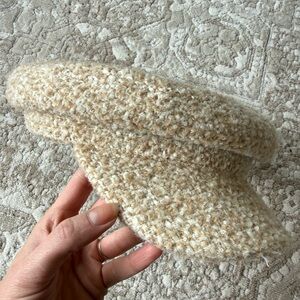 Vintage San Diego hat co. Textured Bouclé Baker Boy Hat in Cream